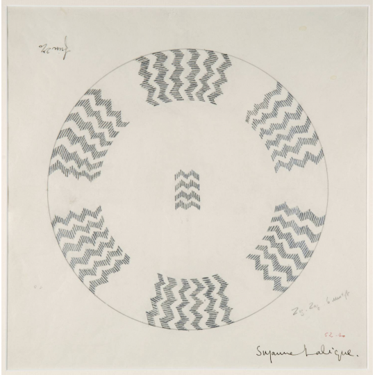 Dessin de Suzanne Lalique avec motif de frise « Zig Zag »